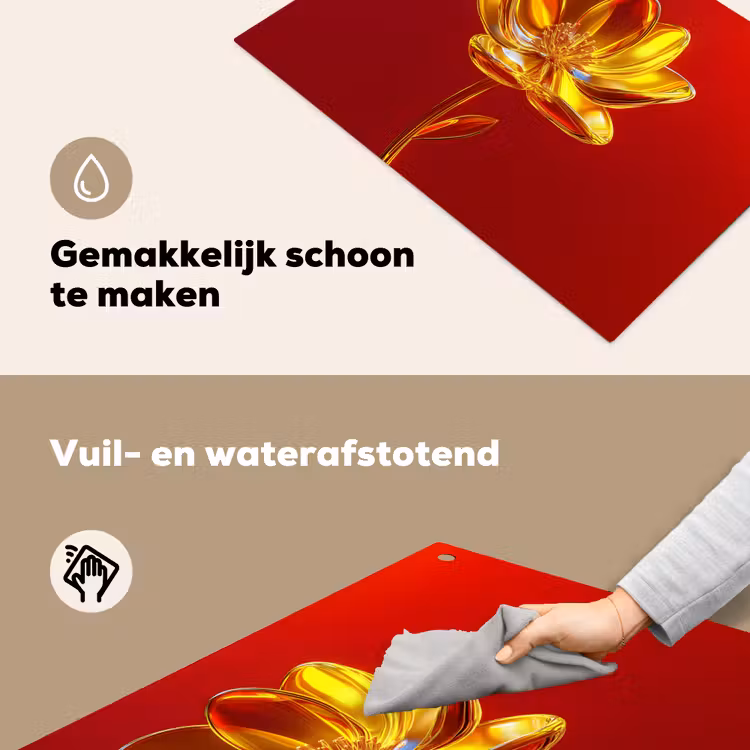 Bloem - Goud - Glazen Inductie beschemer met haakjes klein -ky-schoon-nl