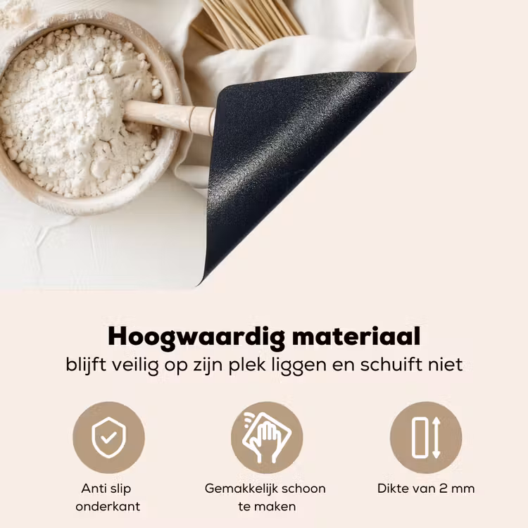 Bloem - Hout - Tarwe Inductie beschemer met haakjes klein -ky-onderkant-nl