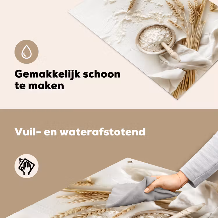 Bloem - Hout - Tarwe Inductie beschemer met haakjes klein -ky-schoon-nl