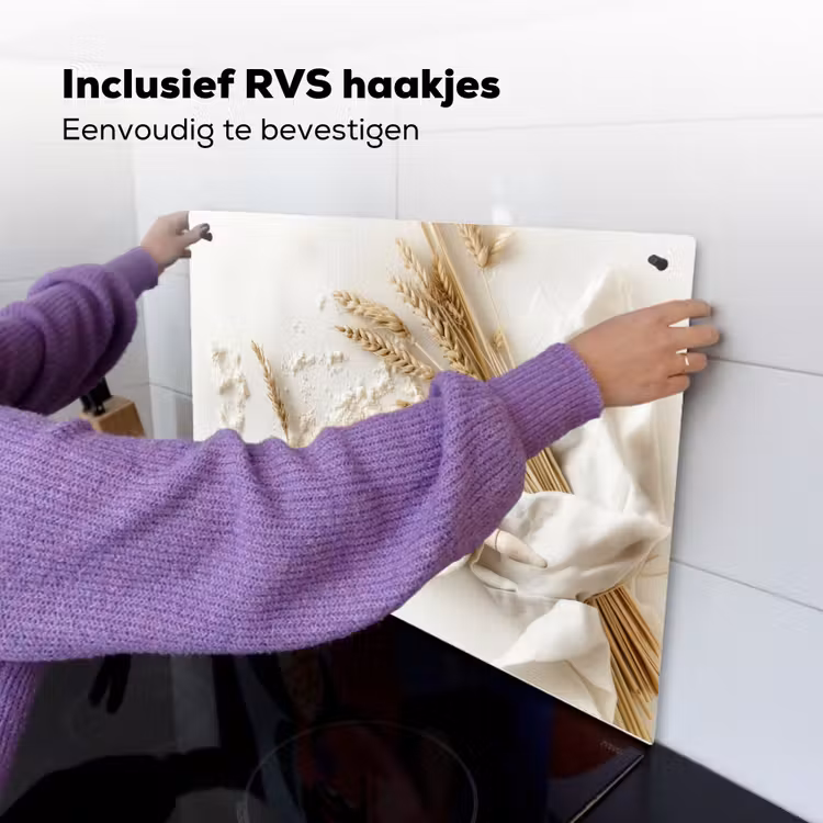 Bloem - Hout - Tarwe Inductie beschemer met haakjes klein -ky-ophangen-nl