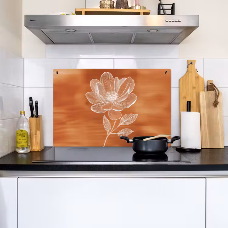 Bloem - Minimalistisch - Wit Inductie beschemer met haakjes klein -sfeer2