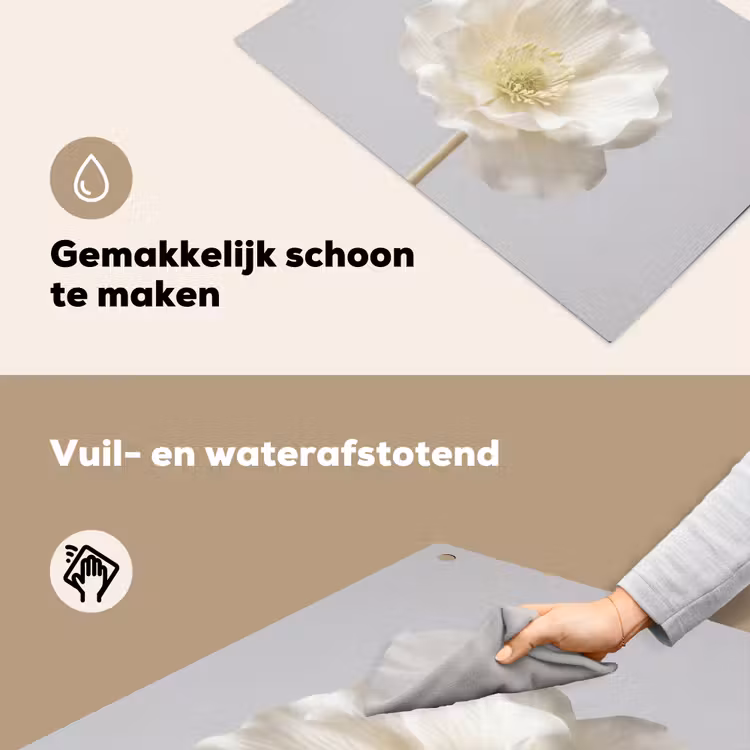 Bloem - Minimalistisch -Wit Inductie beschemer met haakjes klein -ky-schoon-nl