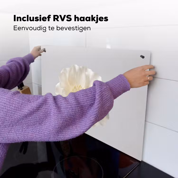Bloem - Minimalistisch -Wit Inductie beschemer met haakjes klein -ky-ophangen-nl