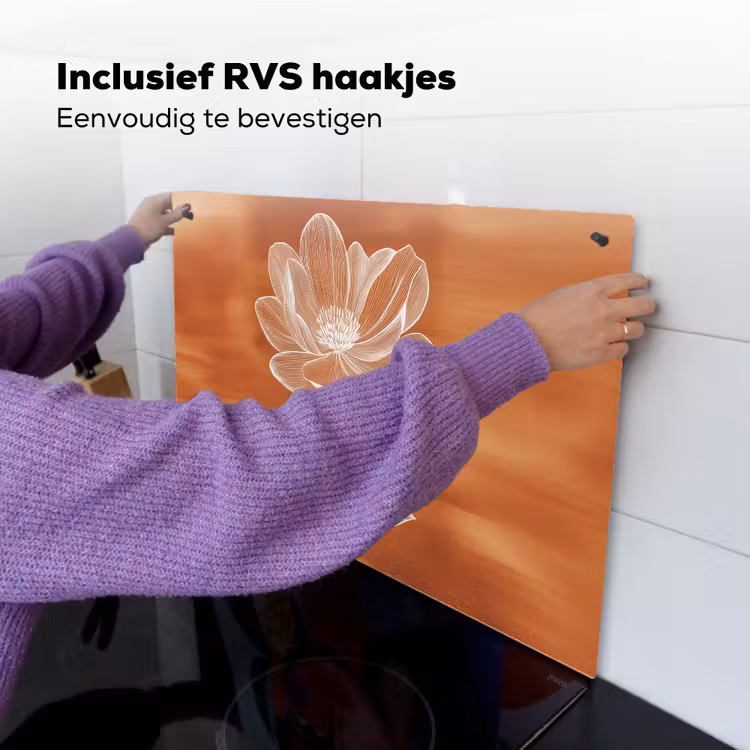 Bloem - Minimalistisch - Wit Inductie beschemer met haakjes klein -ky-ophangen-nl