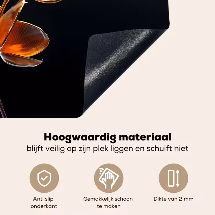 Bloem - Orchidee - Oranje Inductie beschemer met haakjes klein -ky-onderkant-nl