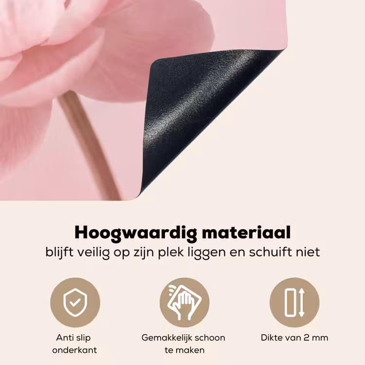 Bloem - Pioenroos - Roze Inductie beschemer met haakjes klein -ky-onderkant-nl