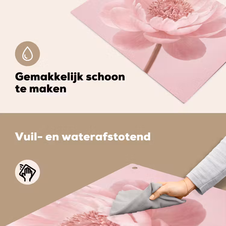 Bloem - Pioenroos - Roze Inductie beschemer met haakjes klein -ky-schoon-nl