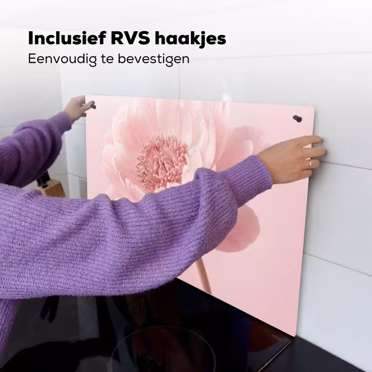 Bloem - Pioenroos - Roze Inductie beschemer met haakjes klein -ky-ophangen-nl