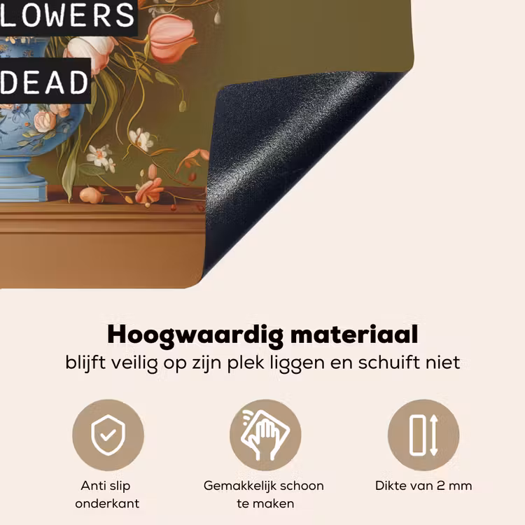 Bloem - Quote - Vintage - Art Inductie beschemer met haakjes klein -ky-onderkant-nl