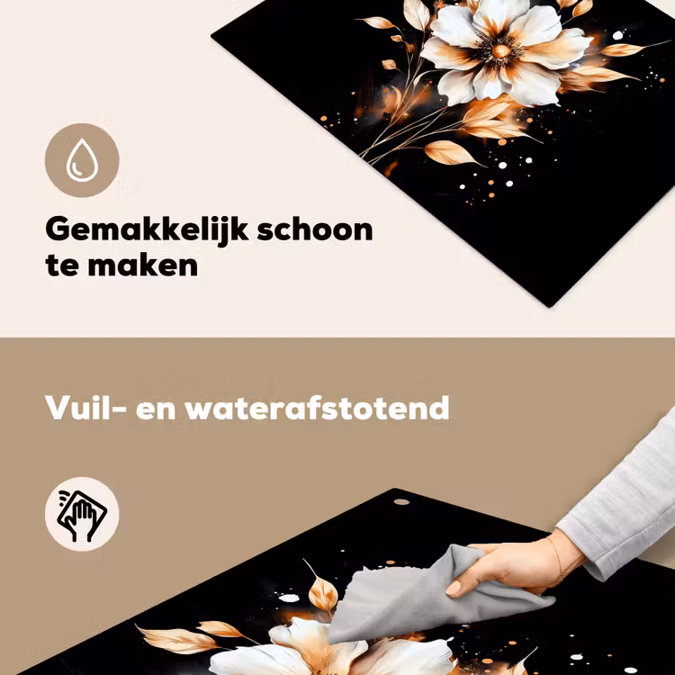 Bloem - Verf - Goud - Graffiti - Modern Inductie beschemer met haakjes klein -ky-schoon-nl
