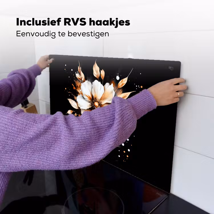 Bloem - Verf - Goud - Graffiti - Modern Inductie beschemer met haakjes klein -ky-ophangen-nl