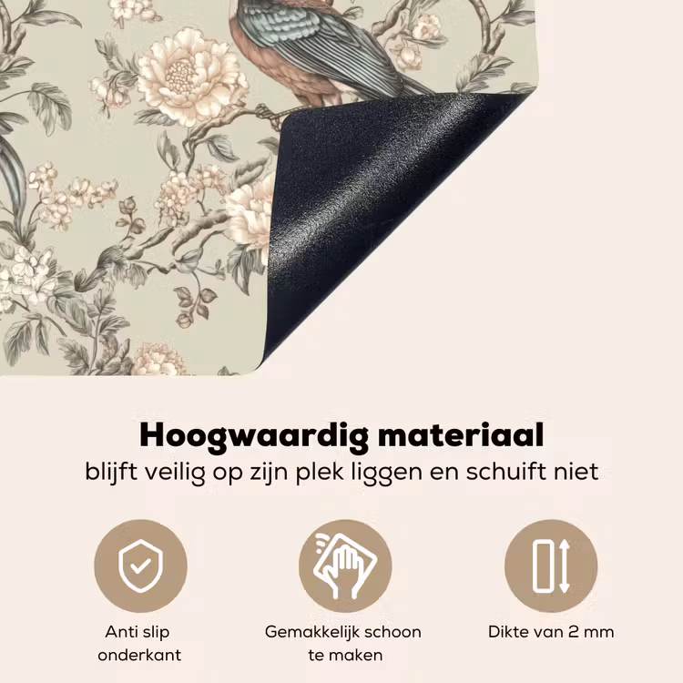 Bloem - Vogel - Kleurrijk Inductie beschemer met haakjes klein 777 -ky-onderkant-nl