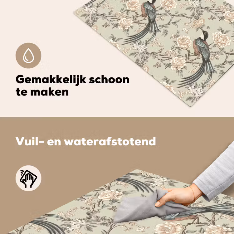 Bloem - Vogel - Kleurrijk Inductie beschemer met haakjes klein 777 -ky-schoon-nl