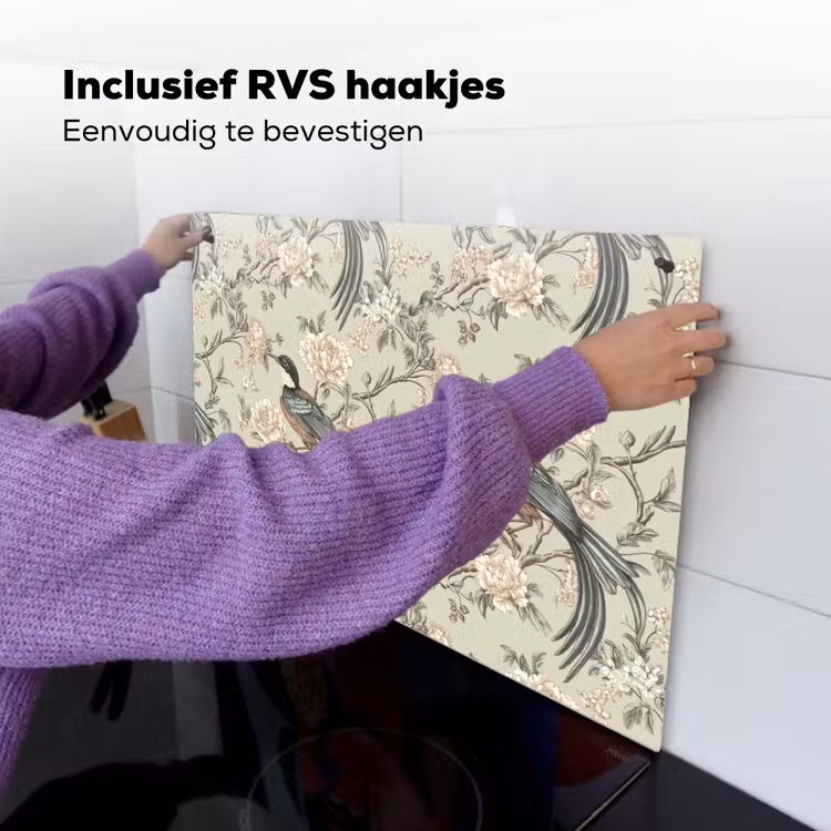 Bloem - Vogel - Kleurrijk Inductie beschemer met haakjes klein 777 -ky-ophangen-nl
