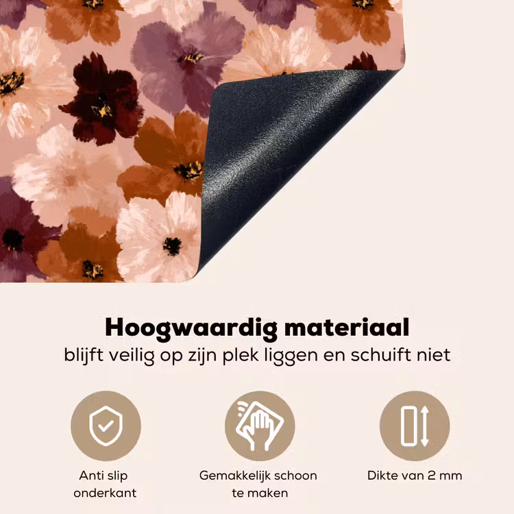 Bloemen - Abstract - Aardetinten Inductie beschemer met haakjes klein 777 -ky-onderkant-nl