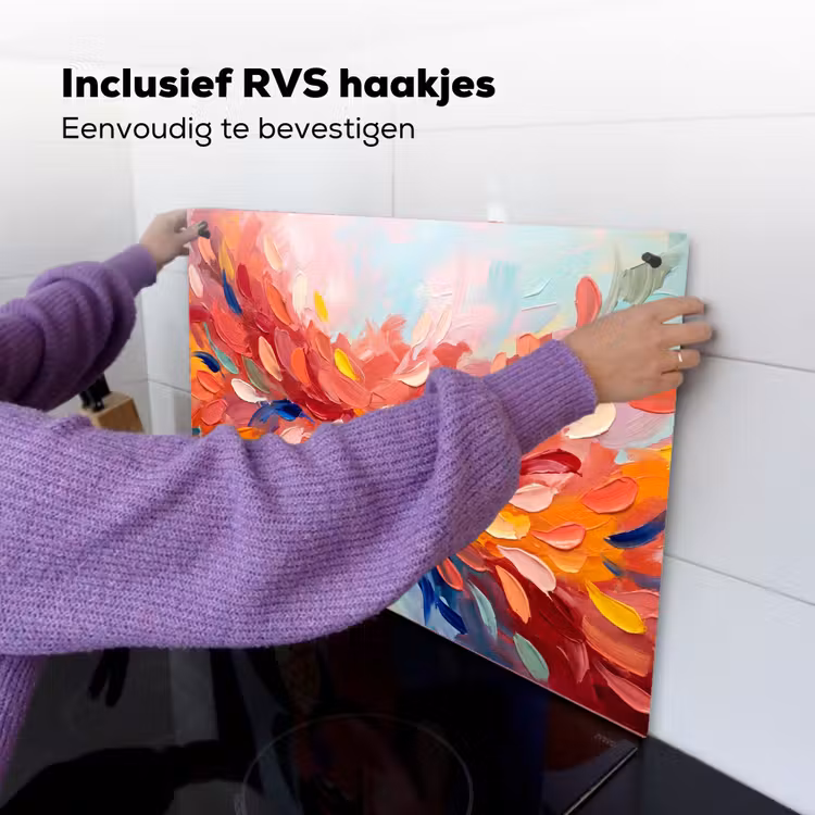 Bloemen - Abstract - Kunst - Modern Inductie beschemer met haakjes klein -ky-ophangen-nl
