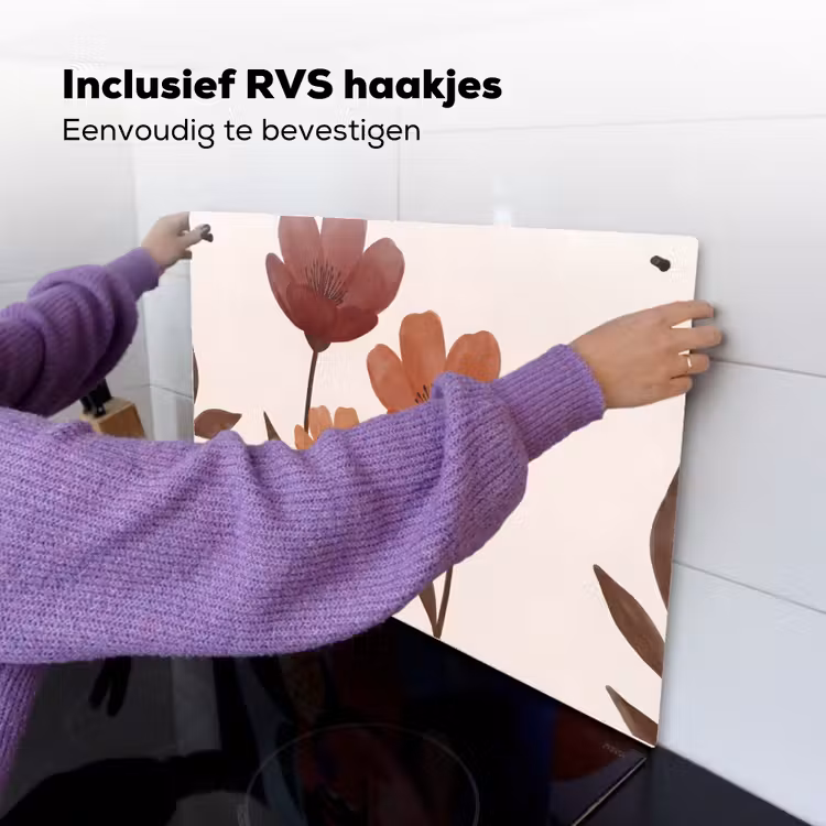 Bloemen - Abstract - Modern - Bruin - Decoratief Inductie beschemer met haakjes klein -ky-ophangen-nl