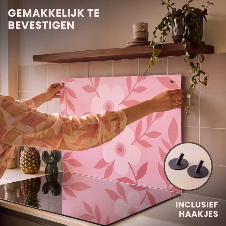 Bloemen - Abstract - Modern - Roze - Natuur Inductie beschemer met haakjes klein -ky-ophangen-nl