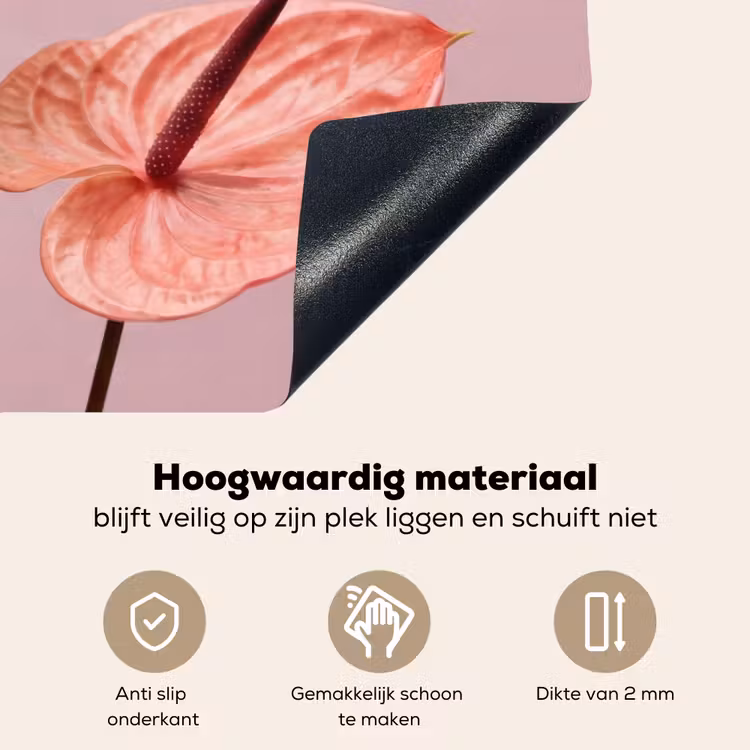 Bloemen - Anthuriums - Geel - Roze Inductie beschemer met haakjes klein -ky-onderkant-nl