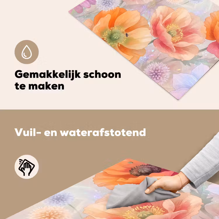 Bloemen - Aquarel - Natuur - Modern - Kleurrijk Inductie beschemer met haakjes klein -ky-schoon-nl
