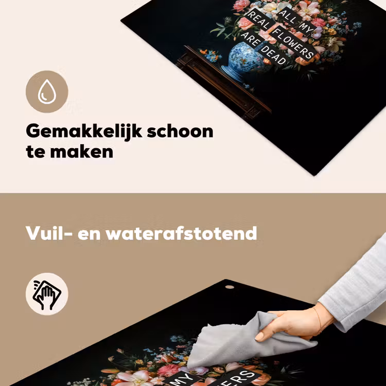 Bloemen - Art - Pastel - Quotes Inductie beschemer met haakjes klein -ky-schoon-nl
