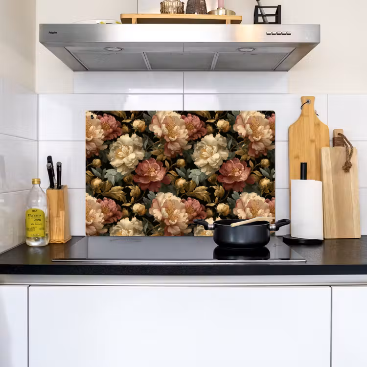 Bloemen - Barok - Patroon - Roze - Crème Inductie beschemer met haakjes klein 777 -sfeer2