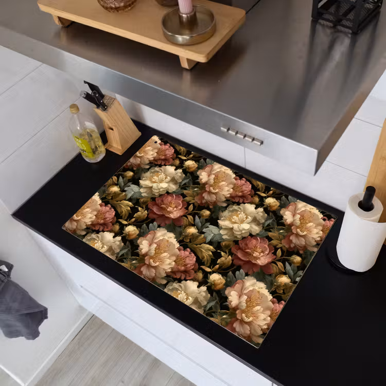 Bloemen - Barok - Patroon - Roze - Crème Inductie beschemer met haakjes klein 777 -sfeer1