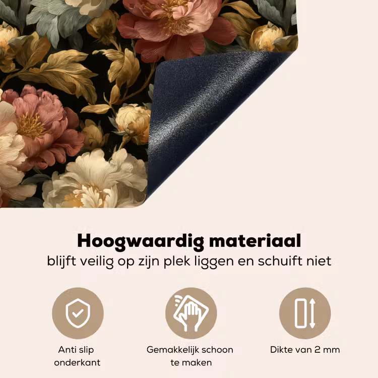 Bloemen - Barok - Patroon - Roze - Crème Inductie beschemer met haakjes klein 777 -ky-onderkant-nl