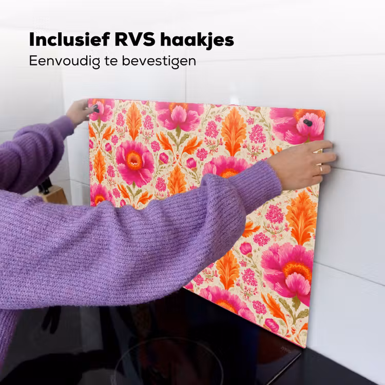 Bloemen - Barok - Roze - Oranje Inductie beschemer met haakjes klein 777 -ky-ophangen-nl