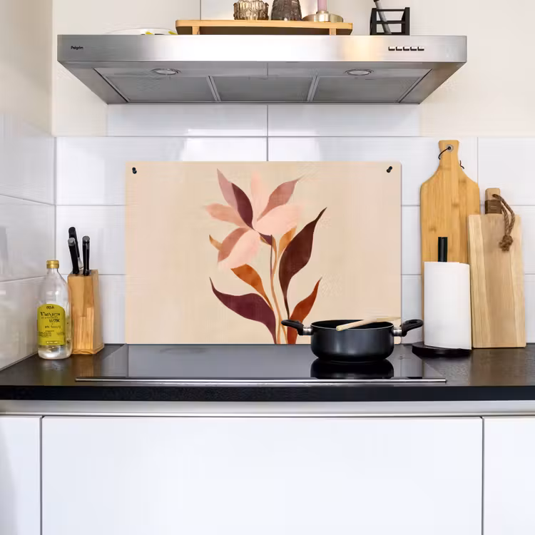 Bloemen - Blaadjes - Minimalistisch - Roze Inductie beschemer met haakjes klein -sfeer2