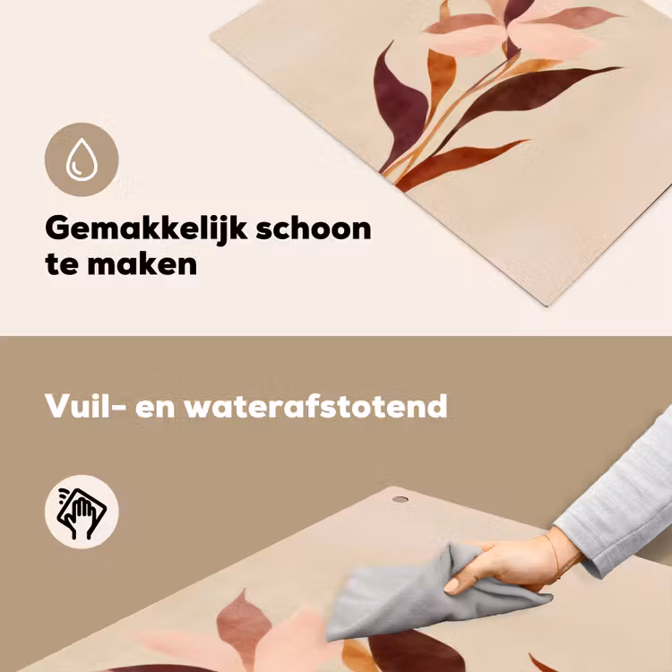 Bloemen - Blaadjes - Minimalistisch - Roze Inductie beschemer met haakjes klein -ky-schoon-nl