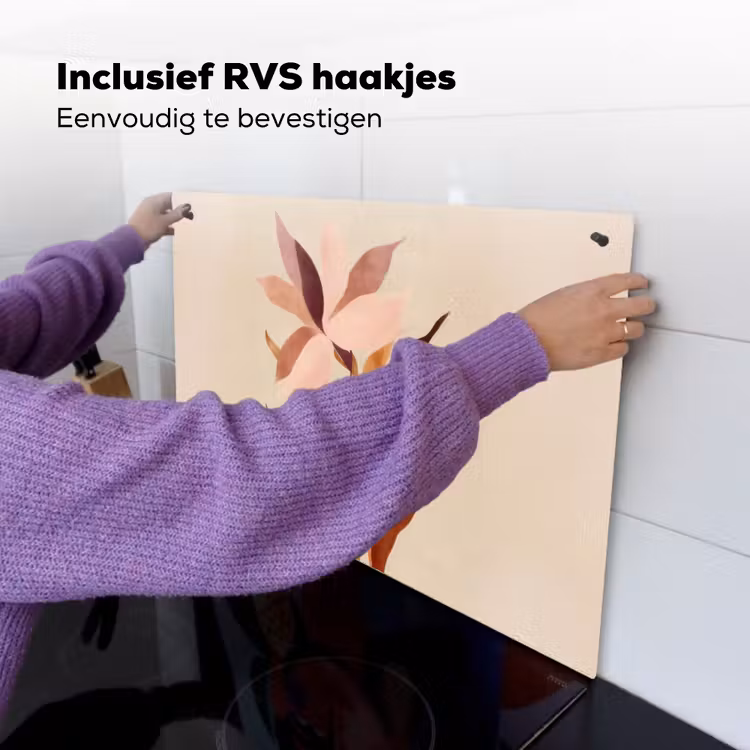 Bloemen - Blaadjes - Minimalistisch - Roze Inductie beschemer met haakjes klein -ky-ophangen-nl