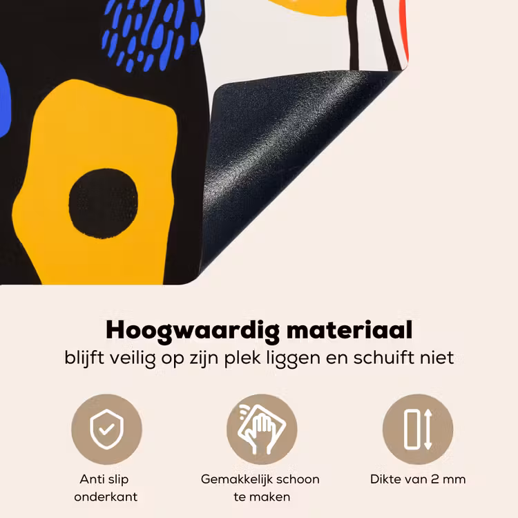 Bloemen - Bladeren - Abstract - Zwart Inductie beschemer met haakjes klein -ky-onderkant-nl