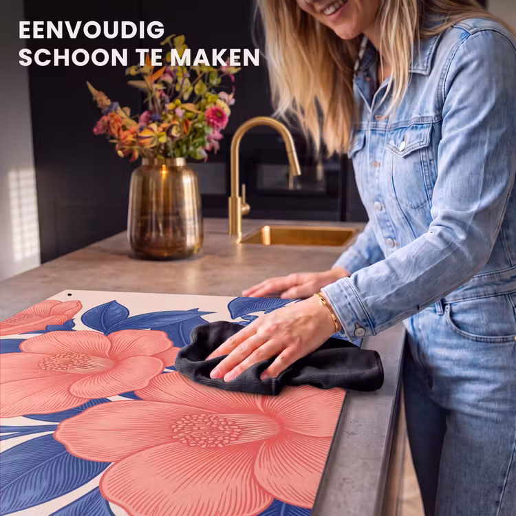Inductiebeschermer & spatscherm (2in1) - Bloemen - Bladeren - Botanisch - Bloemen - Bladeren - Botanisch Inductie beschemer met haakjes klein