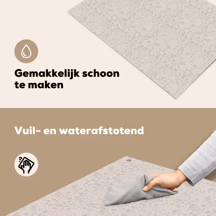 Bloemen - Bladeren - Licht - Taupe Inductie beschemer met haakjes klein 777 -ky-schoon-nl