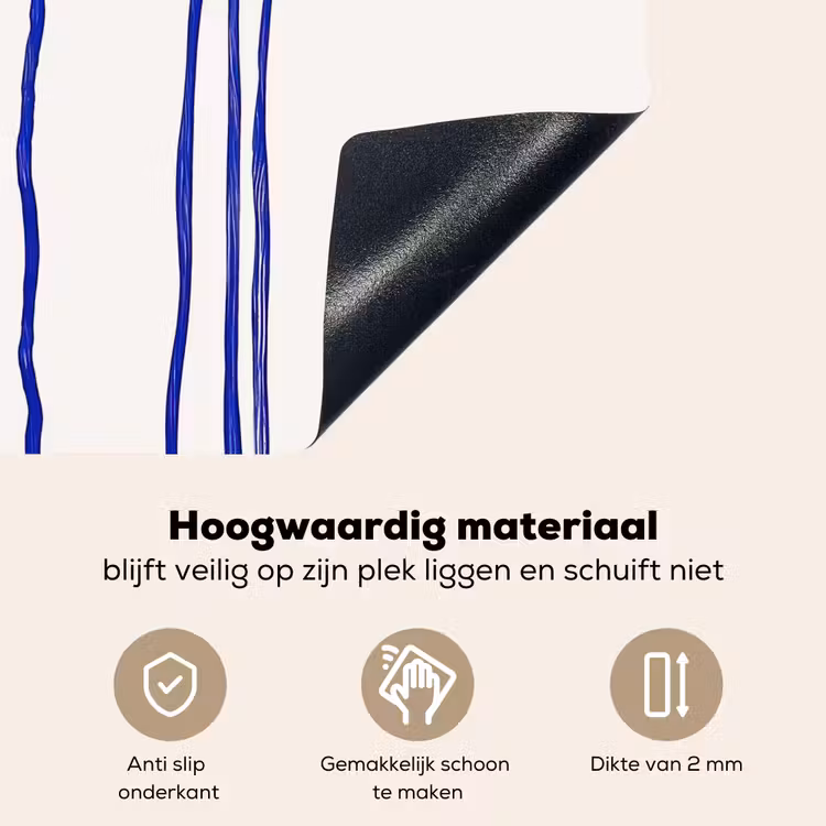 Bloemen - Blauw - Lijnen - Bloemblaadjes Inductie beschemer met haakjes middel -ky-onderkant-nl