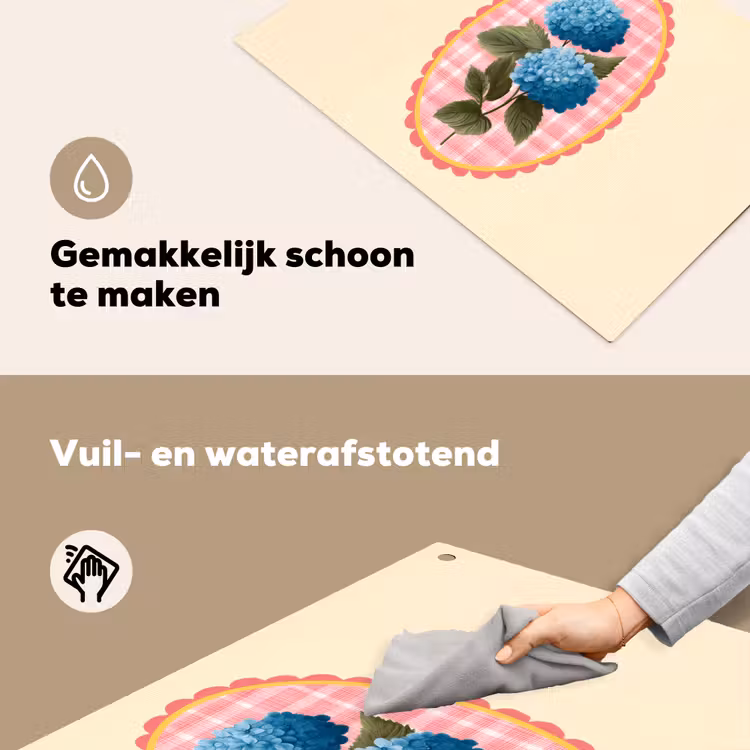 Bloemen - Blauw - Lijst - Bladeren Inductie beschemer met haakjes klein -ky-schoon-nl