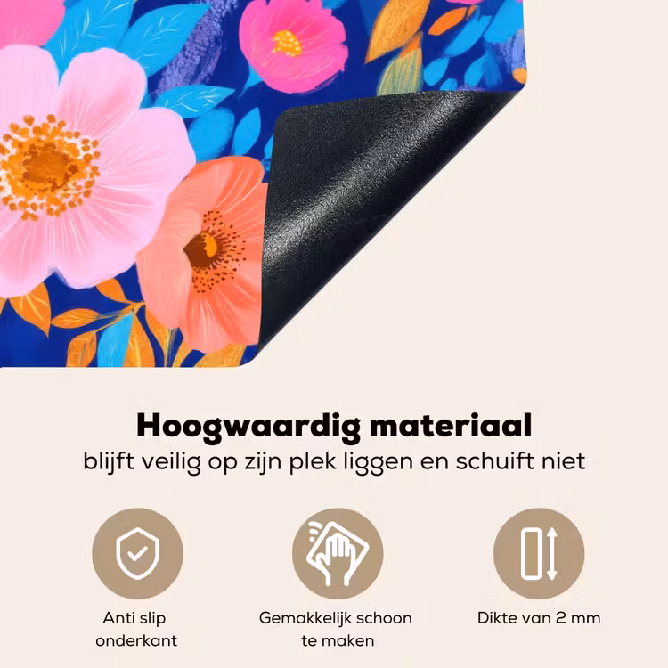 Bloemen - Blauw - Roze Inductie beschemer met haakjes klein -ky-onderkant-nl