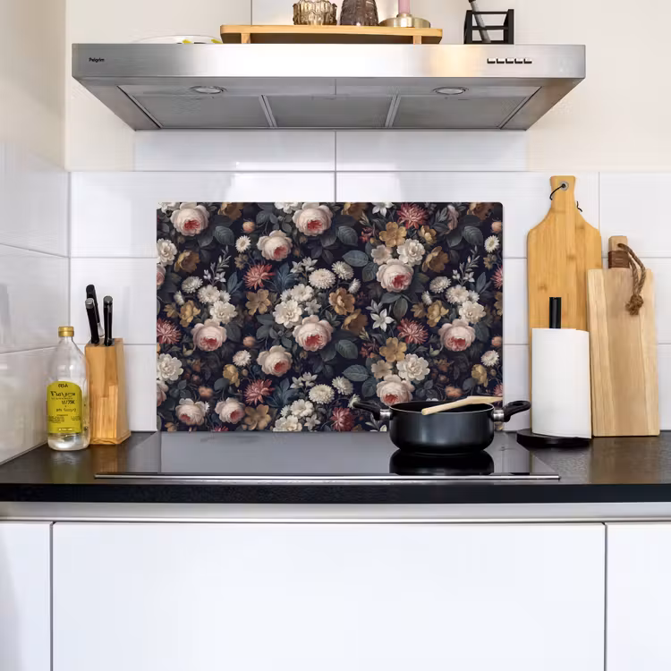 Bloemen - Boeket - Botanisch - Vintage - Donkere achtergrond Inductie beschemer met haakjes klein -sfeer2