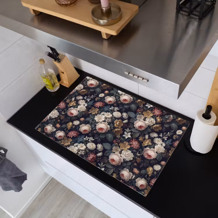 Bloemen - Boeket - Botanisch - Vintage - Donkere achtergrond Inductie beschemer met haakjes klein -sfeer1