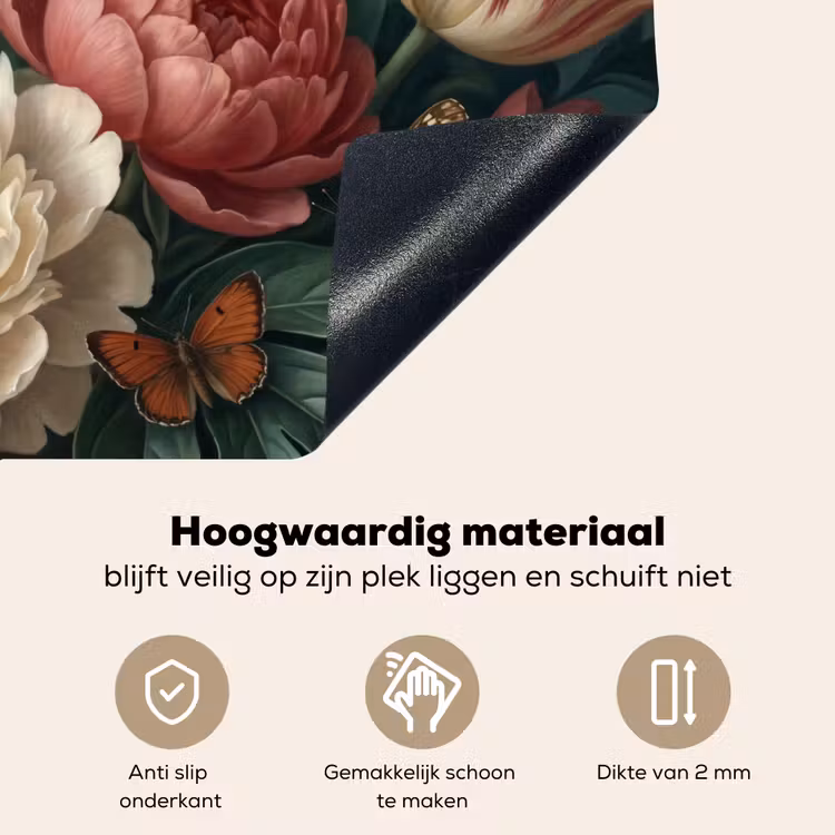 Bloemen - Boeket - Natuur - Klassiek - Donker Inductie beschemer met haakjes klein -ky-onderkant-nl