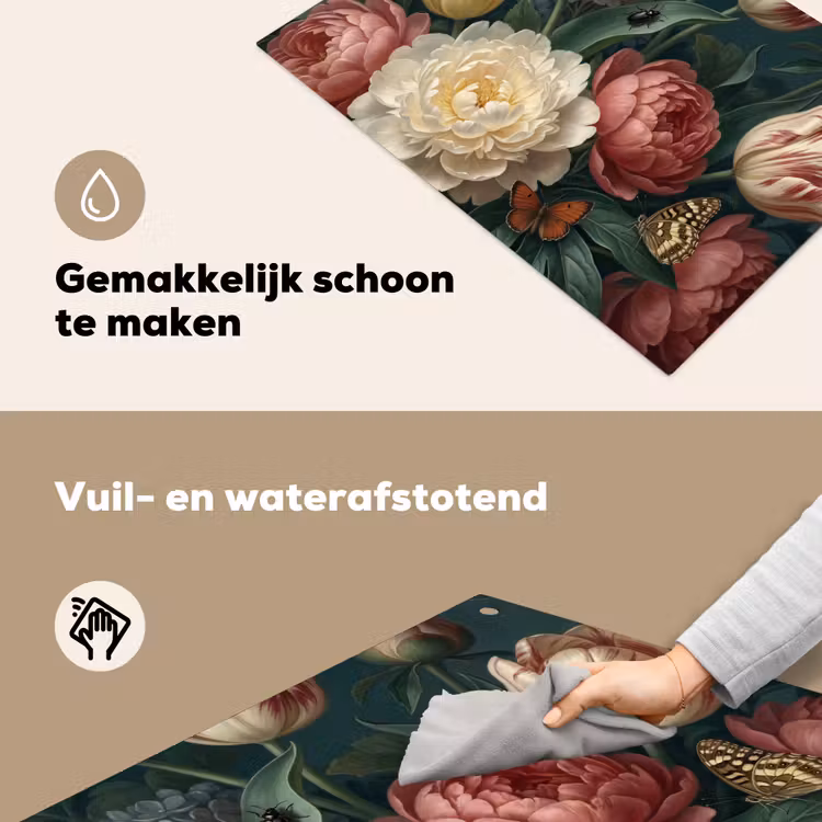Bloemen - Boeket - Natuur - Klassiek - Donker Inductie beschemer met haakjes klein -ky-schoon-nl