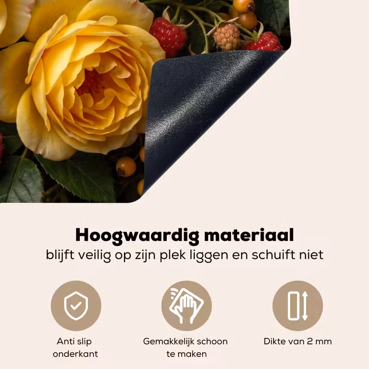 Bloemen - Boeket - Natuur - Klassiek - Geel Inductie beschemer met haakjes klein -ky-onderkant-nl