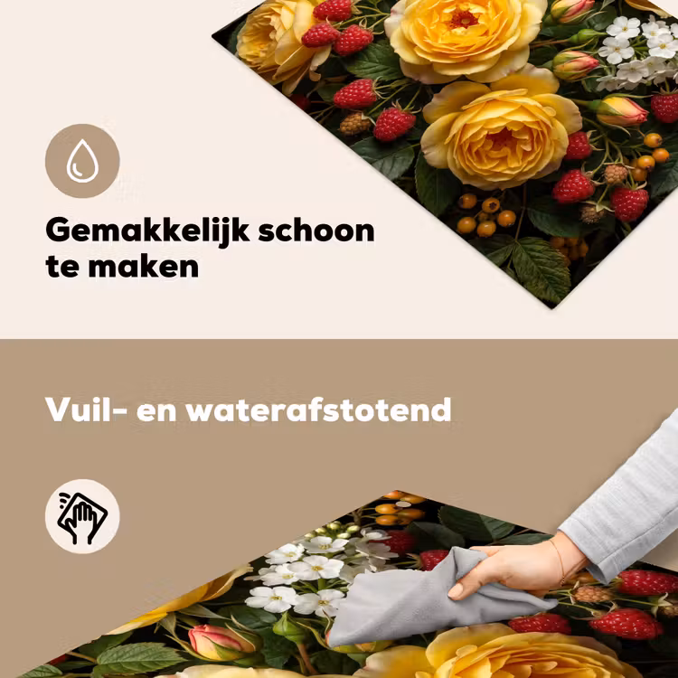 Bloemen - Boeket - Natuur - Klassiek - Geel Inductie beschemer met haakjes klein -ky-schoon-nl