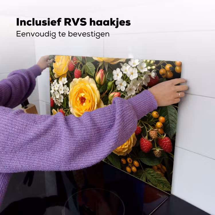 Bloemen - Boeket - Natuur - Klassiek - Geel Inductie beschemer met haakjes klein -ky-ophangen-nl