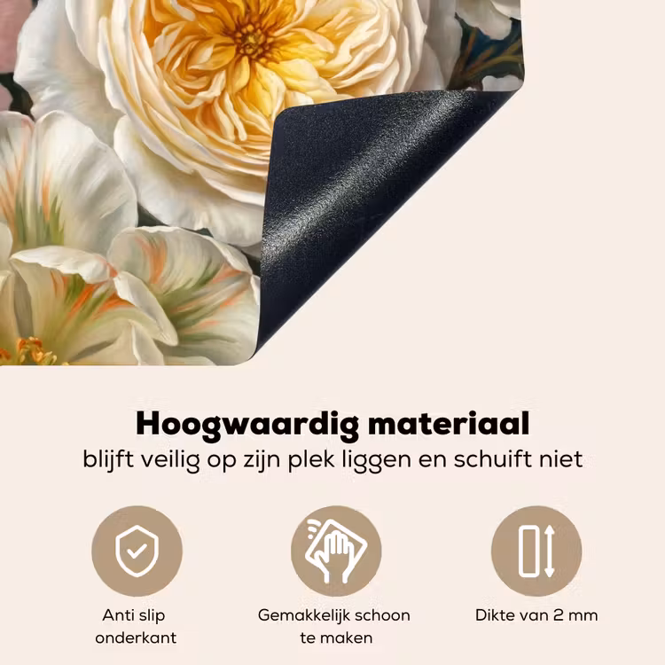 Bloemen - Boeket - Natuur - Klassiek - Kleurrijk Inductie beschemer met haakjes klein -ky-onderkant-nl