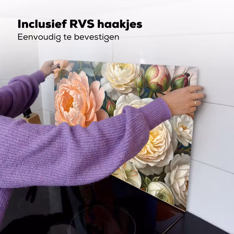 Bloemen - Boeket - Natuur - Klassiek - Kleurrijk Inductie beschemer met haakjes klein -ky-ophangen-nl