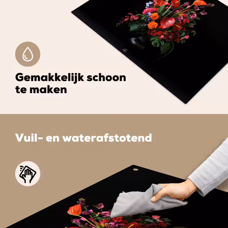Bloemen - Boeket - Sierlijk Inductie beschemer met haakjes klein -ky-schoon-nl