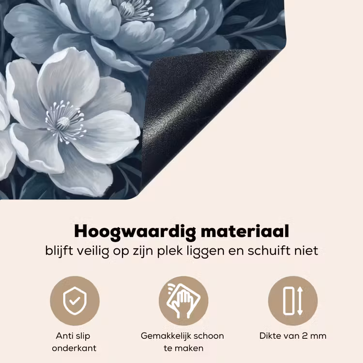 Bloemen - Boeket - Winter - Abstract - Blauw Inductie beschemer met haakjes klein -ky-onderkant-nl