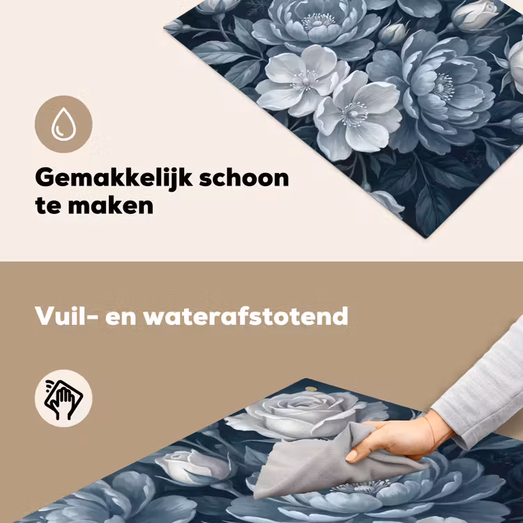 Bloemen - Boeket - Winter - Abstract - Blauw Inductie beschemer met haakjes klein -ky-schoon-nl